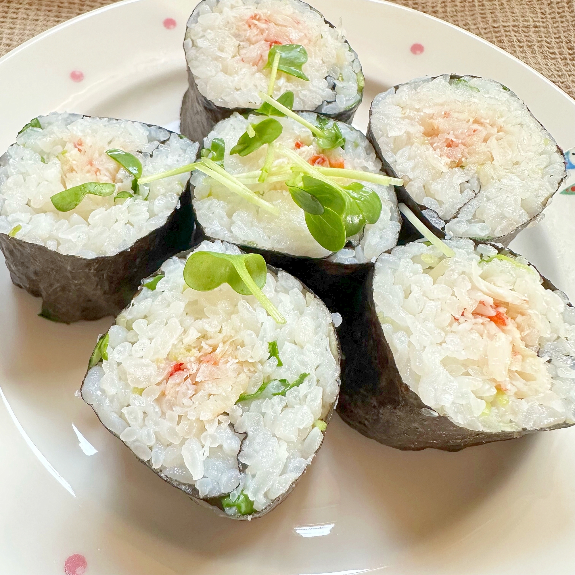 カニとかいわれ大根の細巻き ✿❀✿