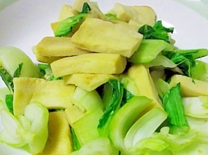 高野豆腐とチンゲンサイの昆布茶炒め