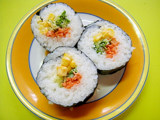 鮭フレークとマヨコーンの巻き寿司 レシピ 作り方 By Mint74 楽天レシピ