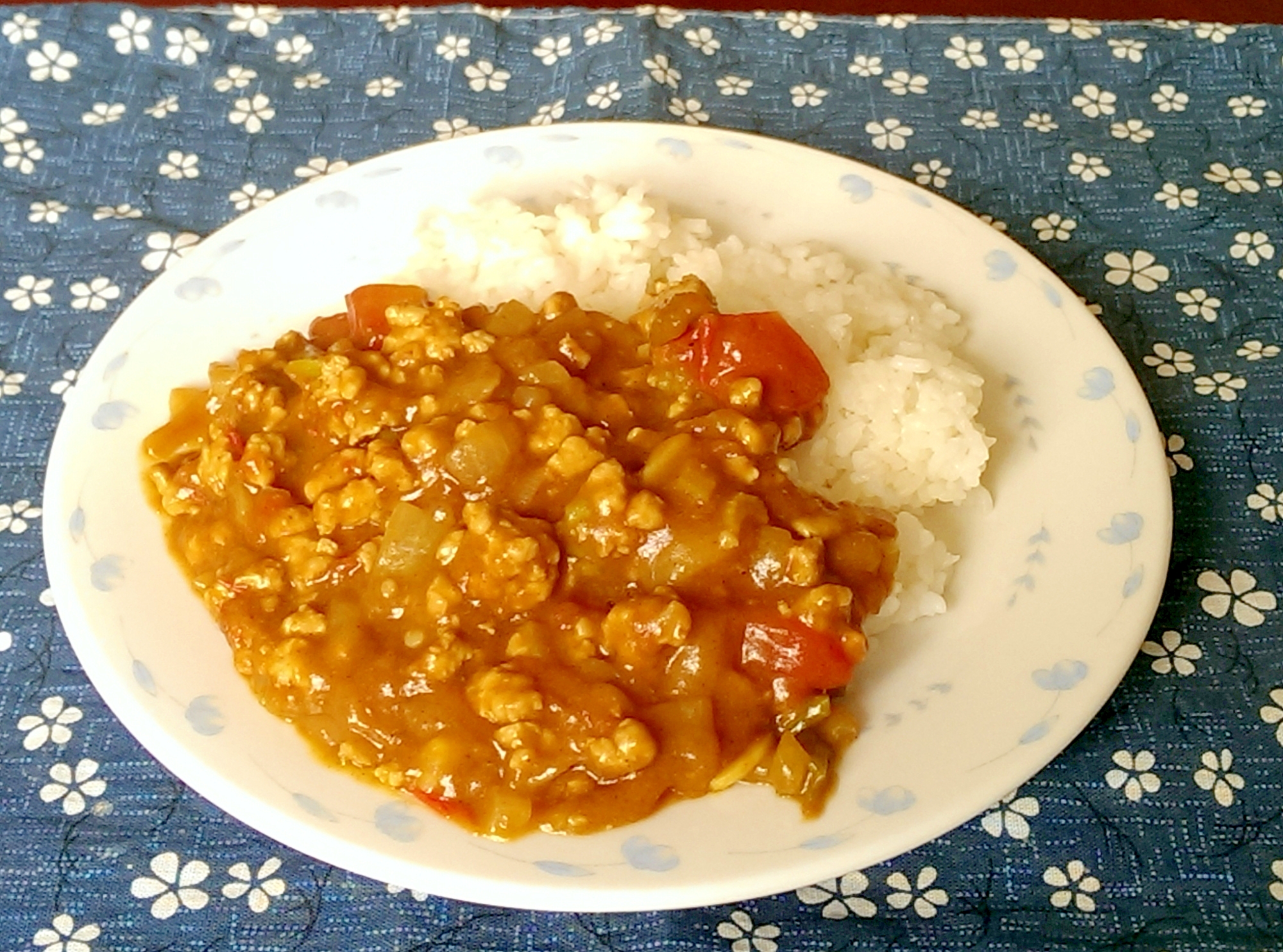 トマトとセロリのキーマカレー風