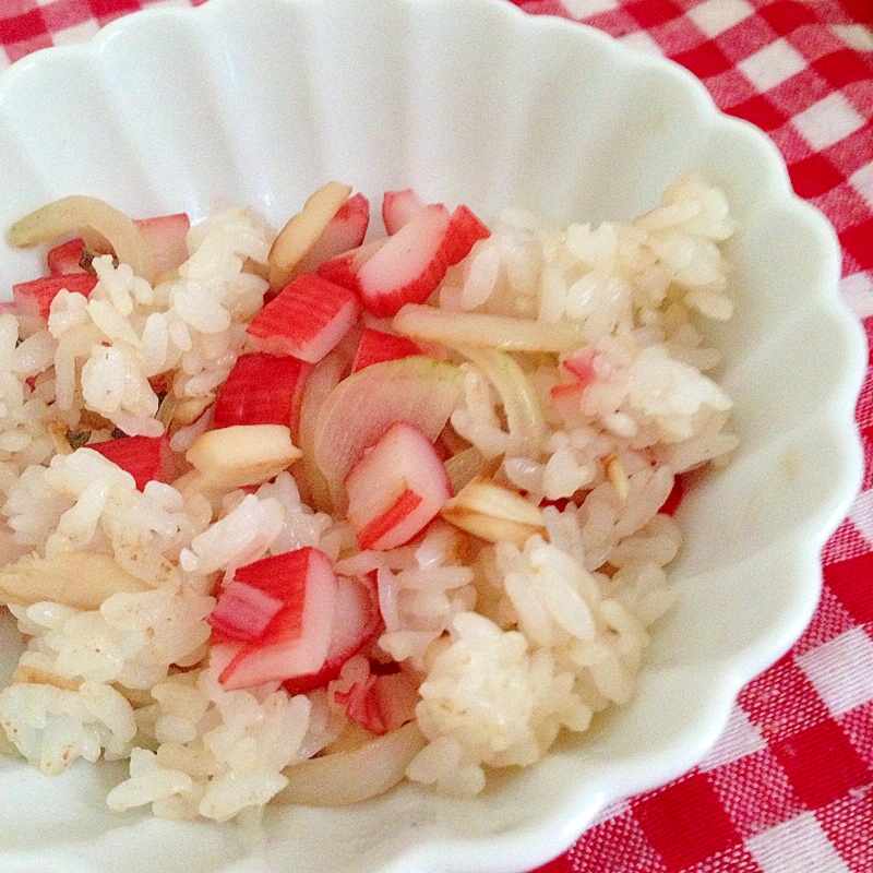 レンジで！カニカマの炒飯♡