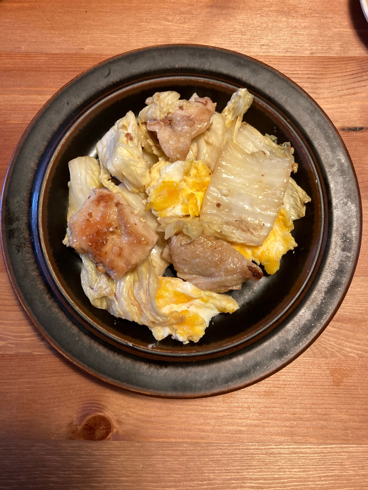 お弁当に！鶏肉と白菜とたまごの味噌マヨ炒め