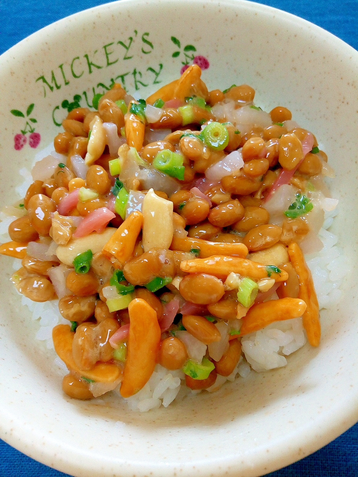 納豆の食べ方-紅生姜＆柿の種♪