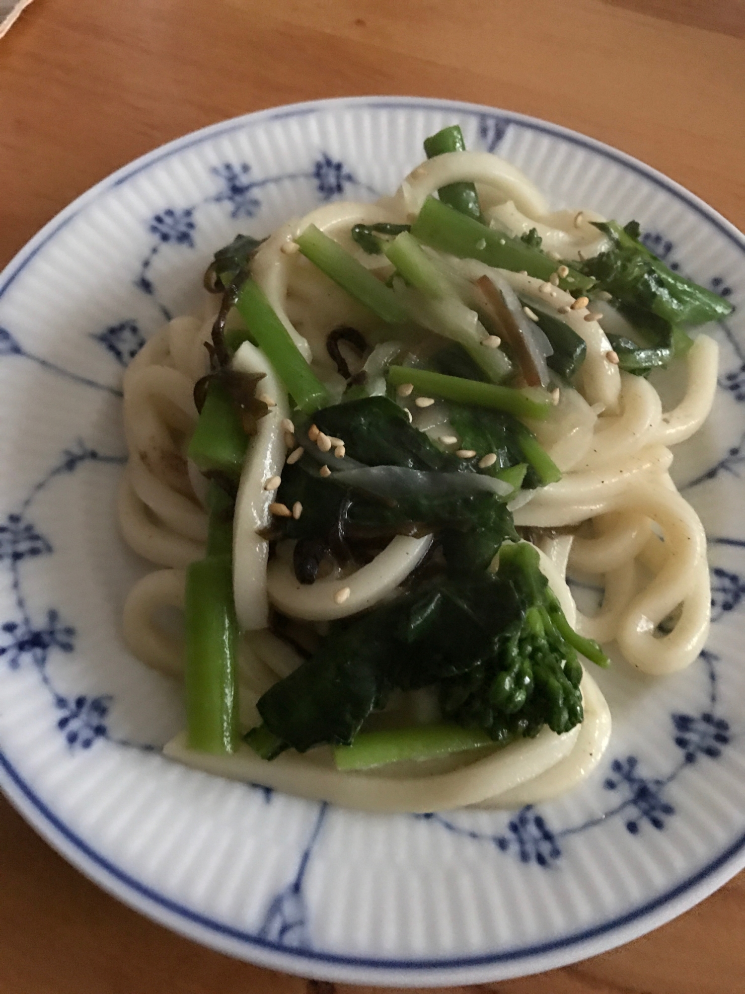 ハナッコリーと塩こんぶの焼うどん