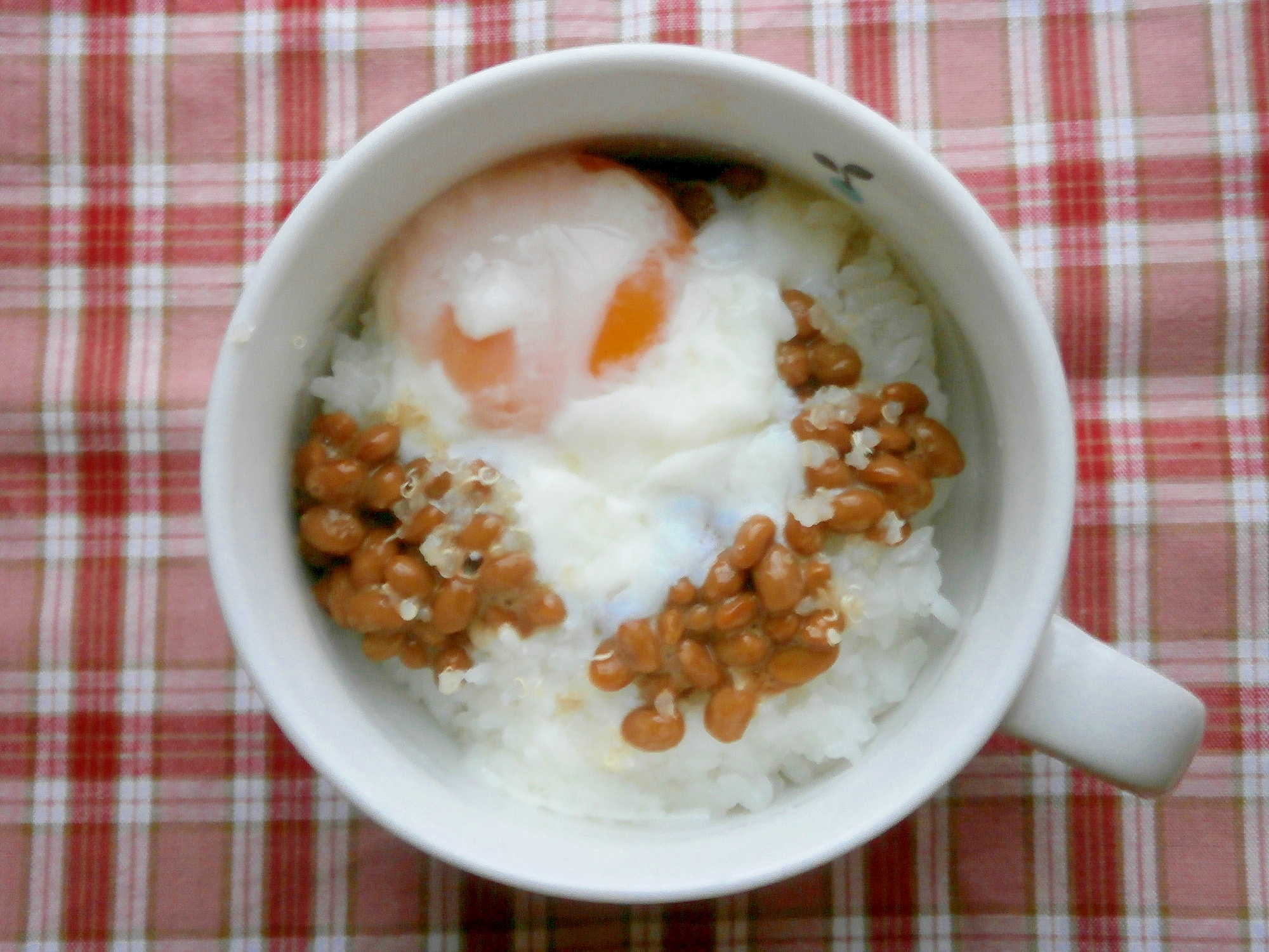 温泉卵と納豆のご飯