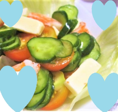 きゅうり豆腐トマトのサラダ