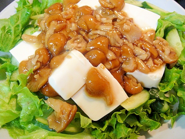 豆腐とナメコのつるるんサラダ