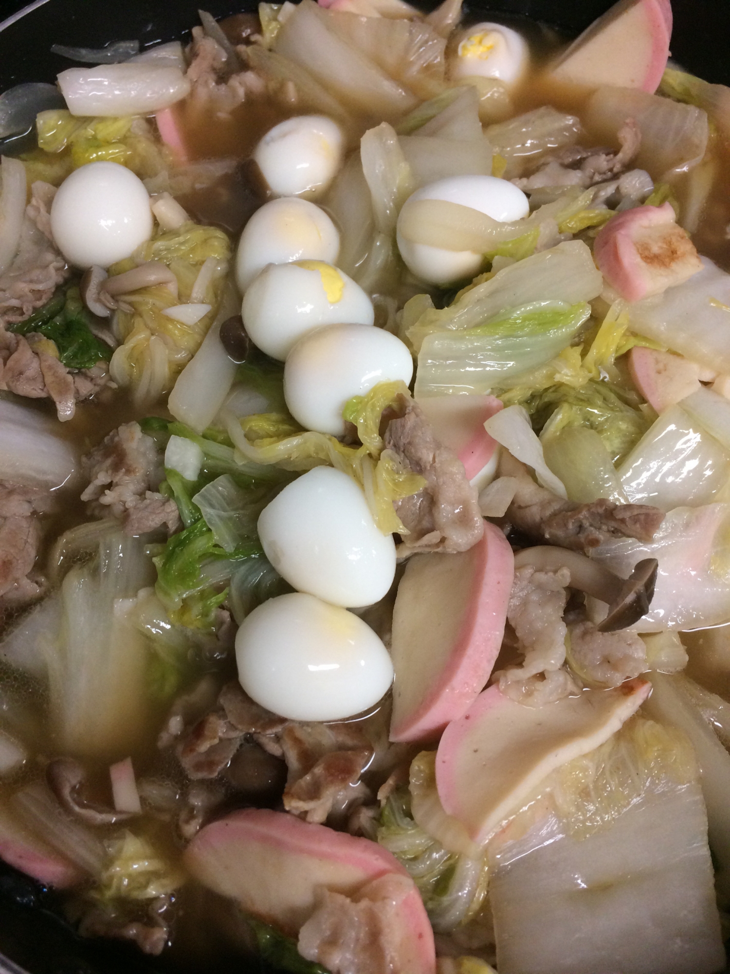 野菜とうずらの卵とかまぼこの中華煮