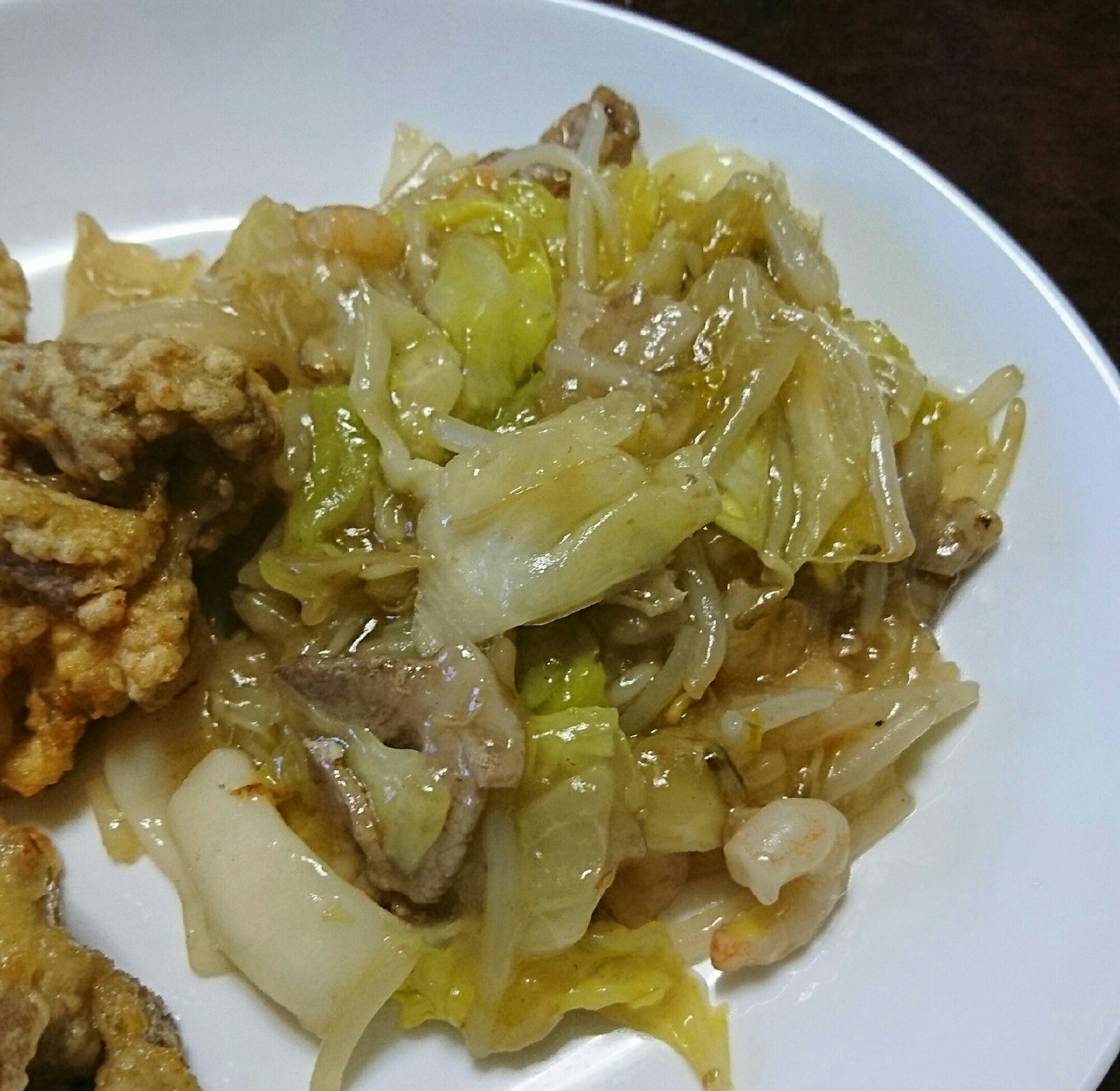 野菜炒めの甘酢あんかけ