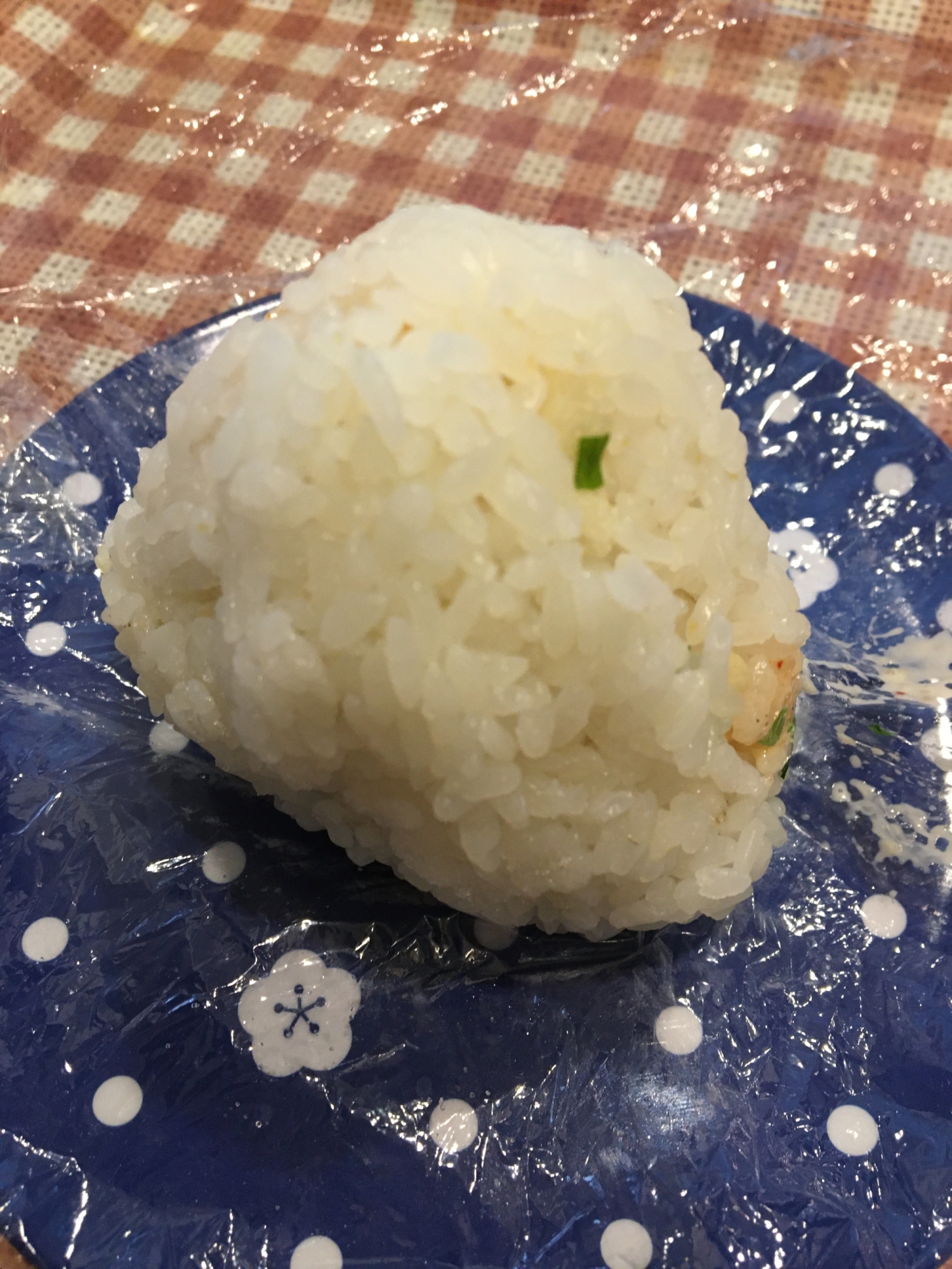 揚げ玉と明太子のおにぎり