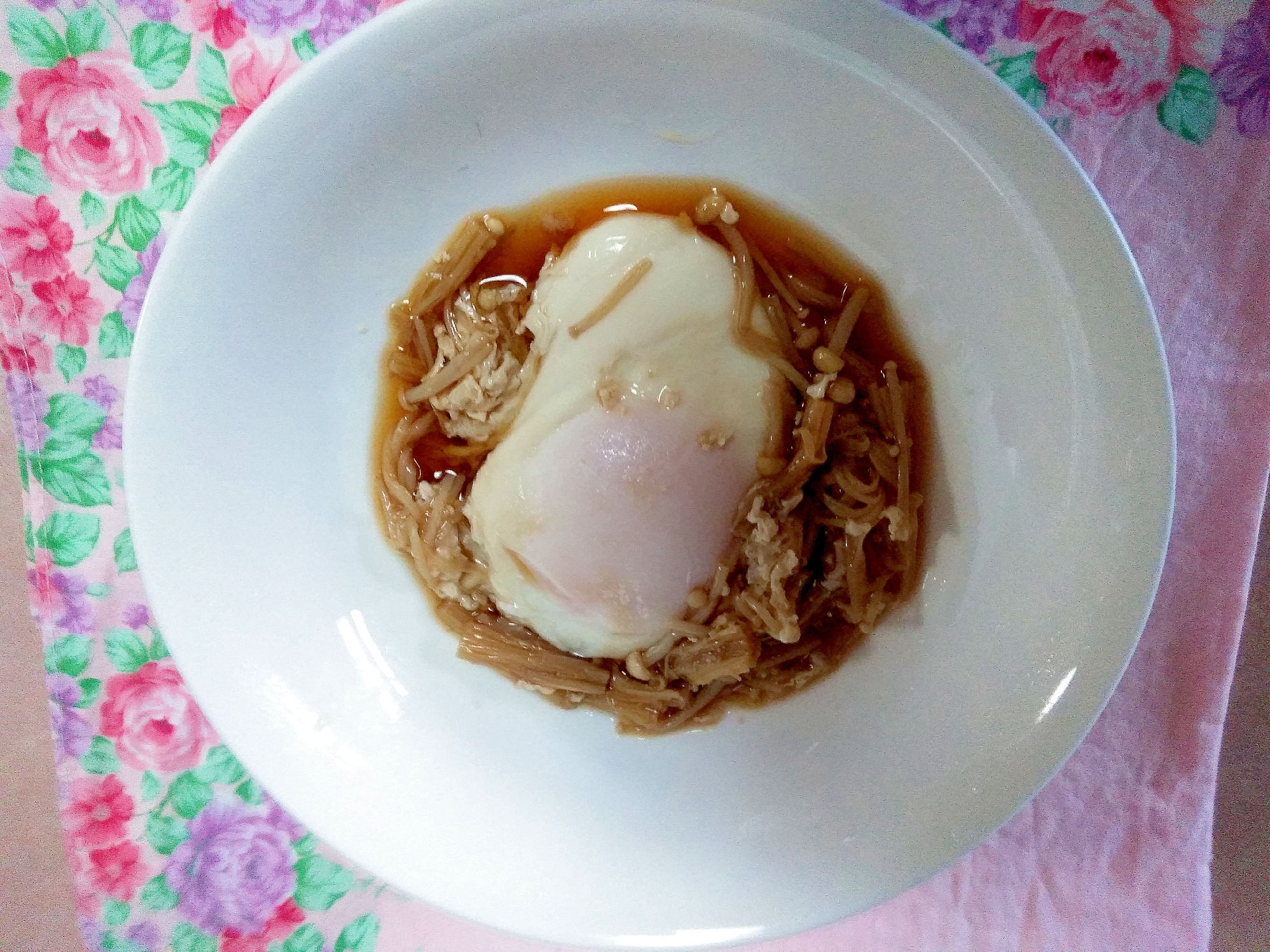 簡単！夕食つゆだくとろ～りえのきエッグ