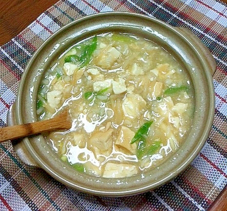 優しい和風味♪豆腐・もやし・長ネギのおじや☆