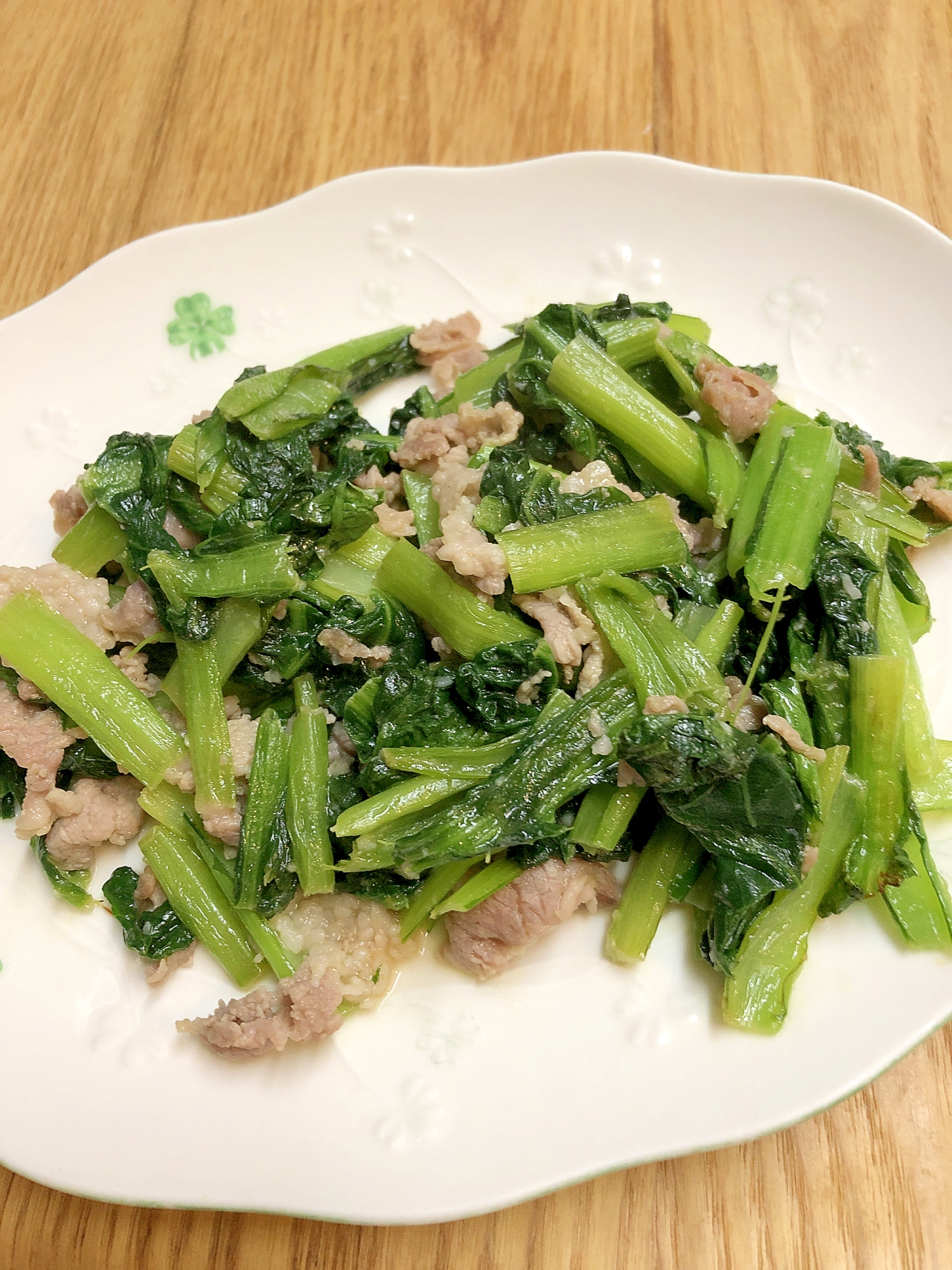 小松菜と豚肉のシンプル炒め