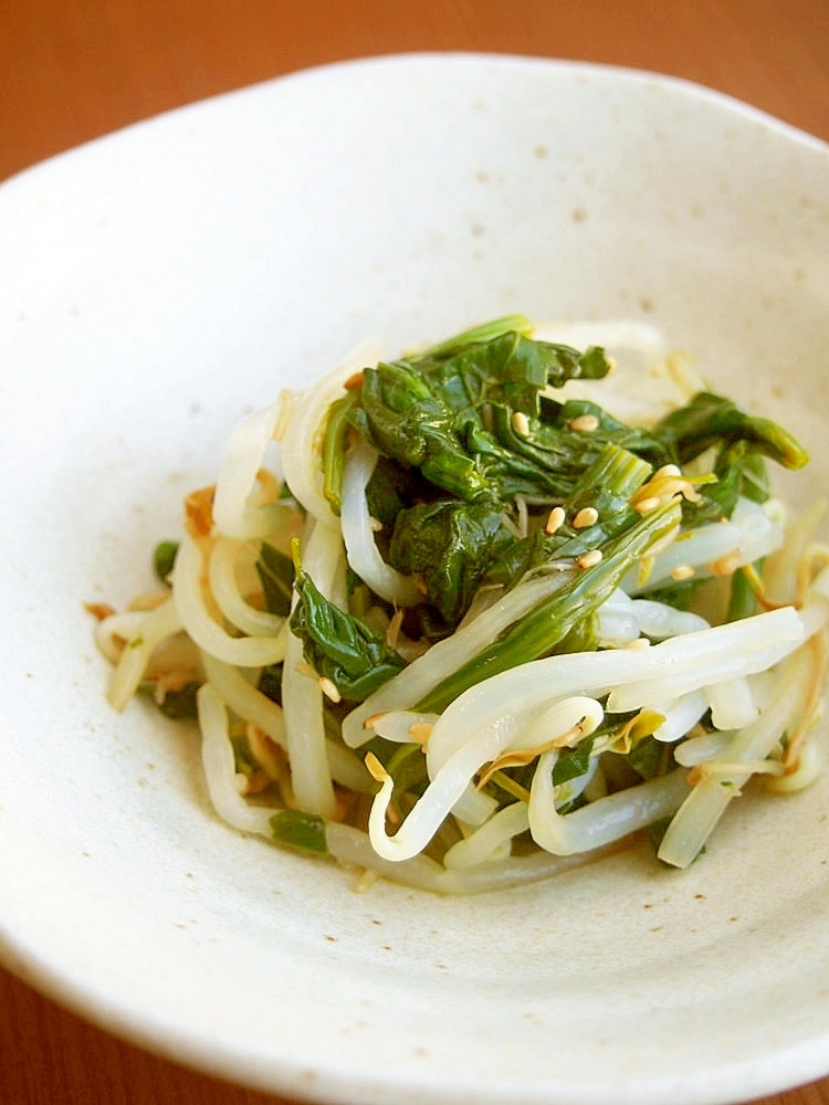 ほうれん草・もやしの酢の物♪レンジで簡単