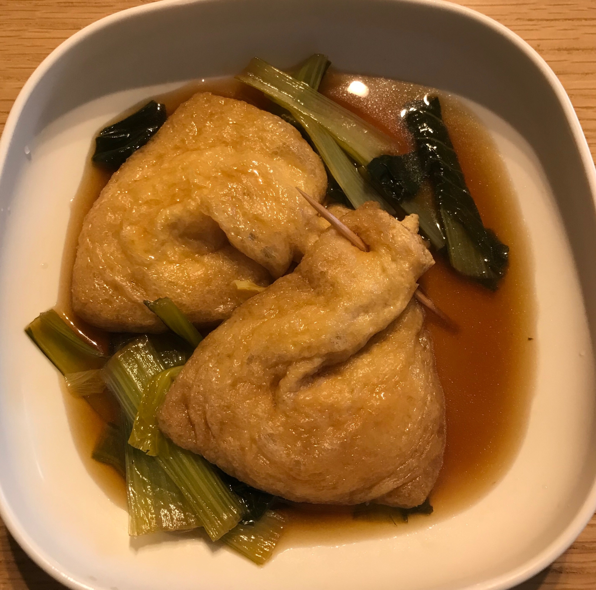 もち巾着と小松菜の煮浸し