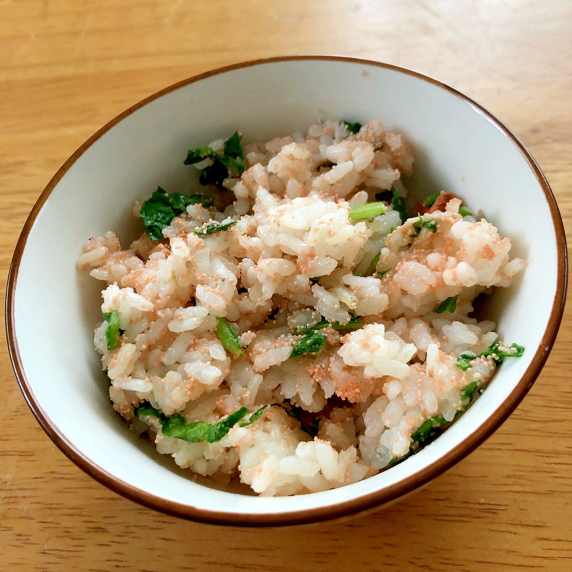 たらことほうれん草のチャーハン