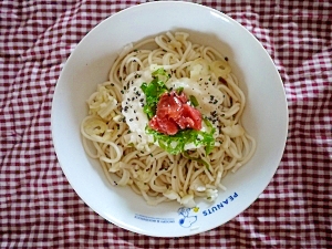 冷やし梅とろろうどん レシピ 作り方 By ブタコマ 楽天レシピ