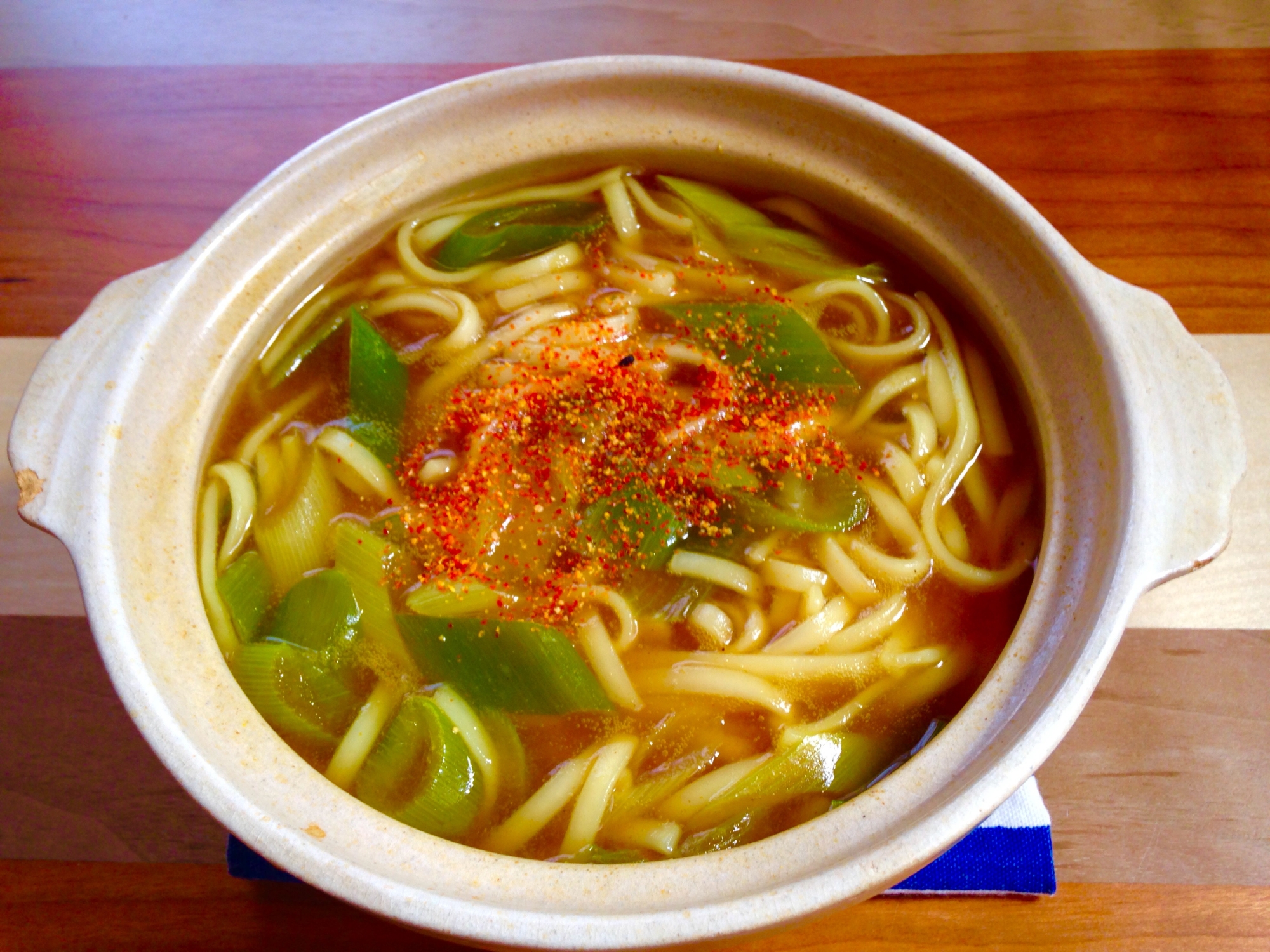 節約ランチ♪鍋焼き和風カレーうどん