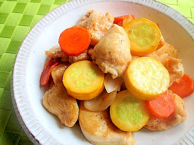 鶏むね肉とズッキー二の照り焼き♪柚子こしょう風味