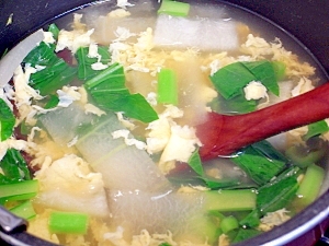 冬瓜と小松菜のたまごスープ