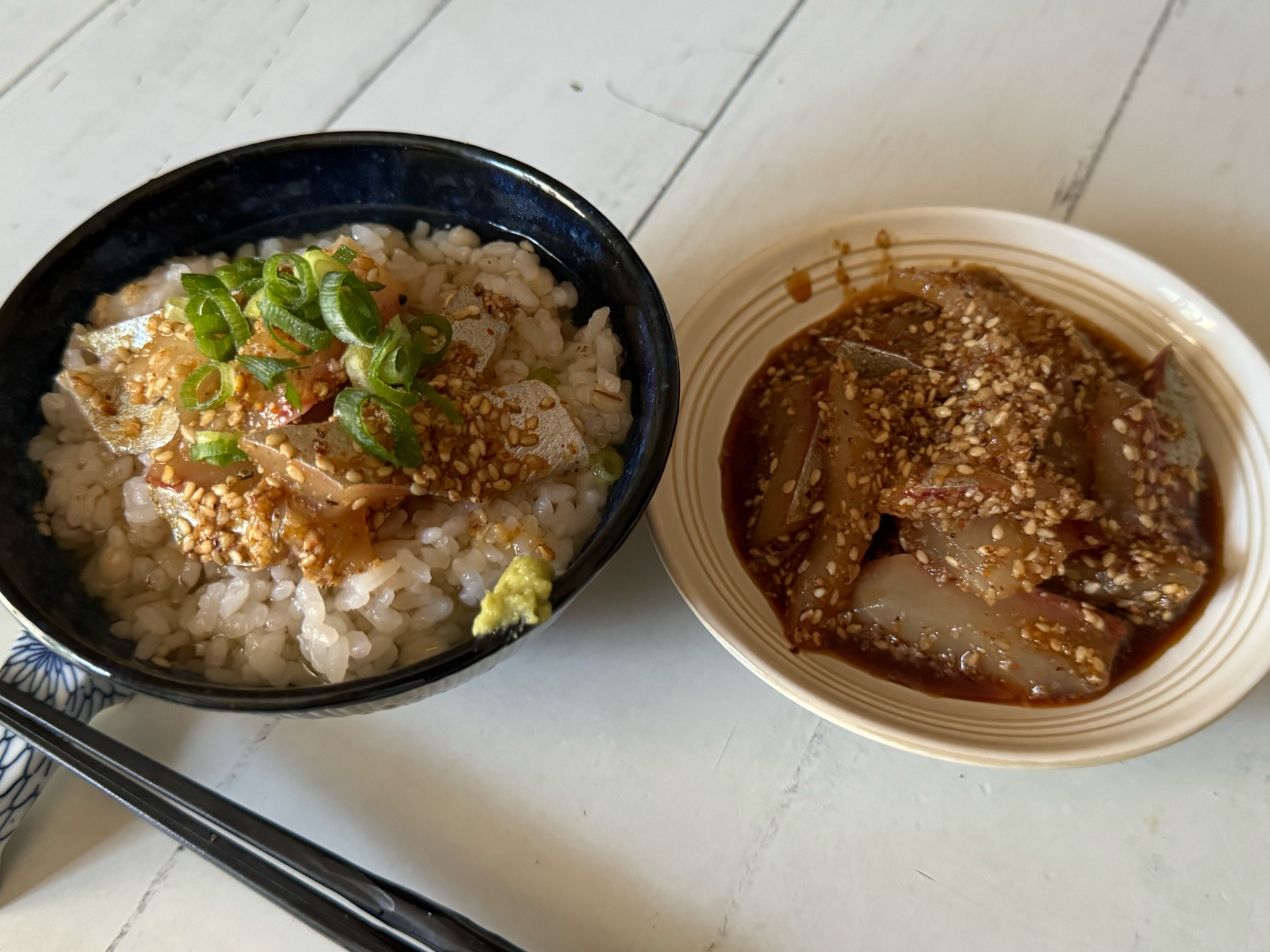 酒のお供に シマアジの胡麻和え