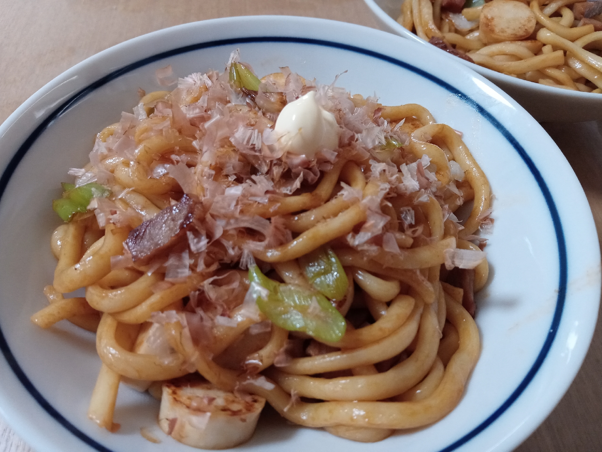 焼豚と長ねぎの焼うどん◇鰹節とマヨ添え♡