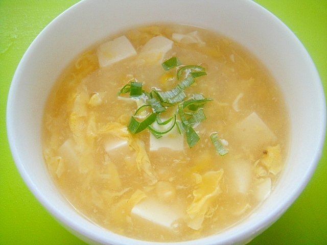 豆腐とコーンの中華スープ