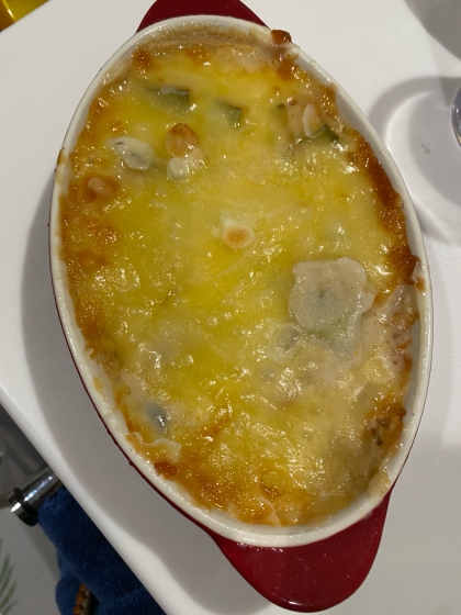 こちらを参考につくりました！かぼちゃグラタンにしたら美味しいですね✳︎
