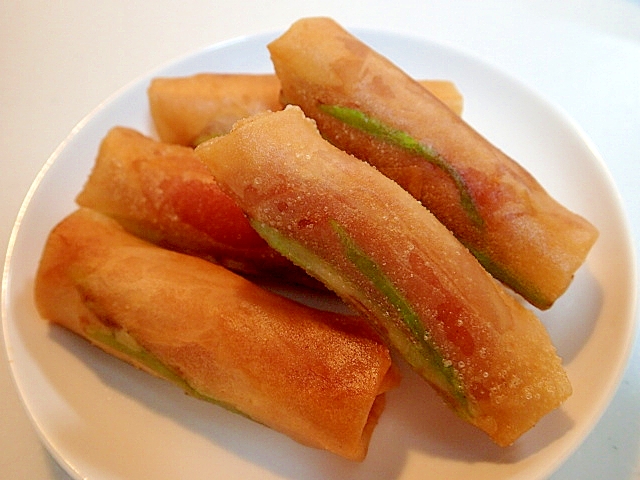 ❤ウインナーとアスパラのカリカリ春巻き❤