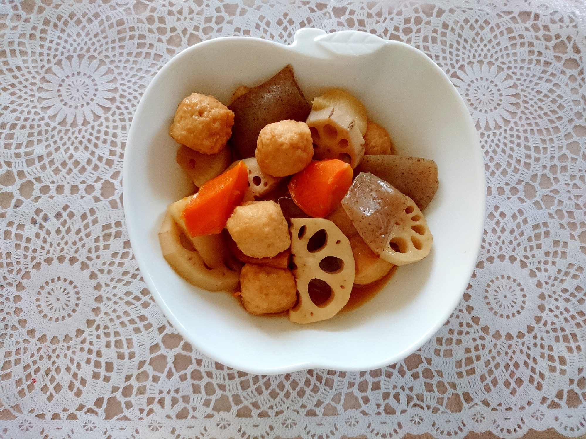 鶏団子とこんにゃくと野菜の煮物