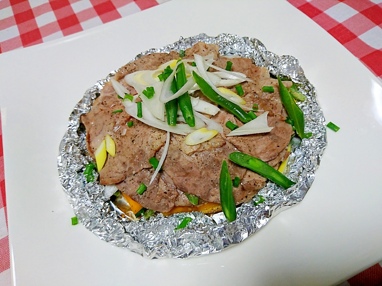 豚薄切り肉と野菜の蒸し煮（圧力鍋）