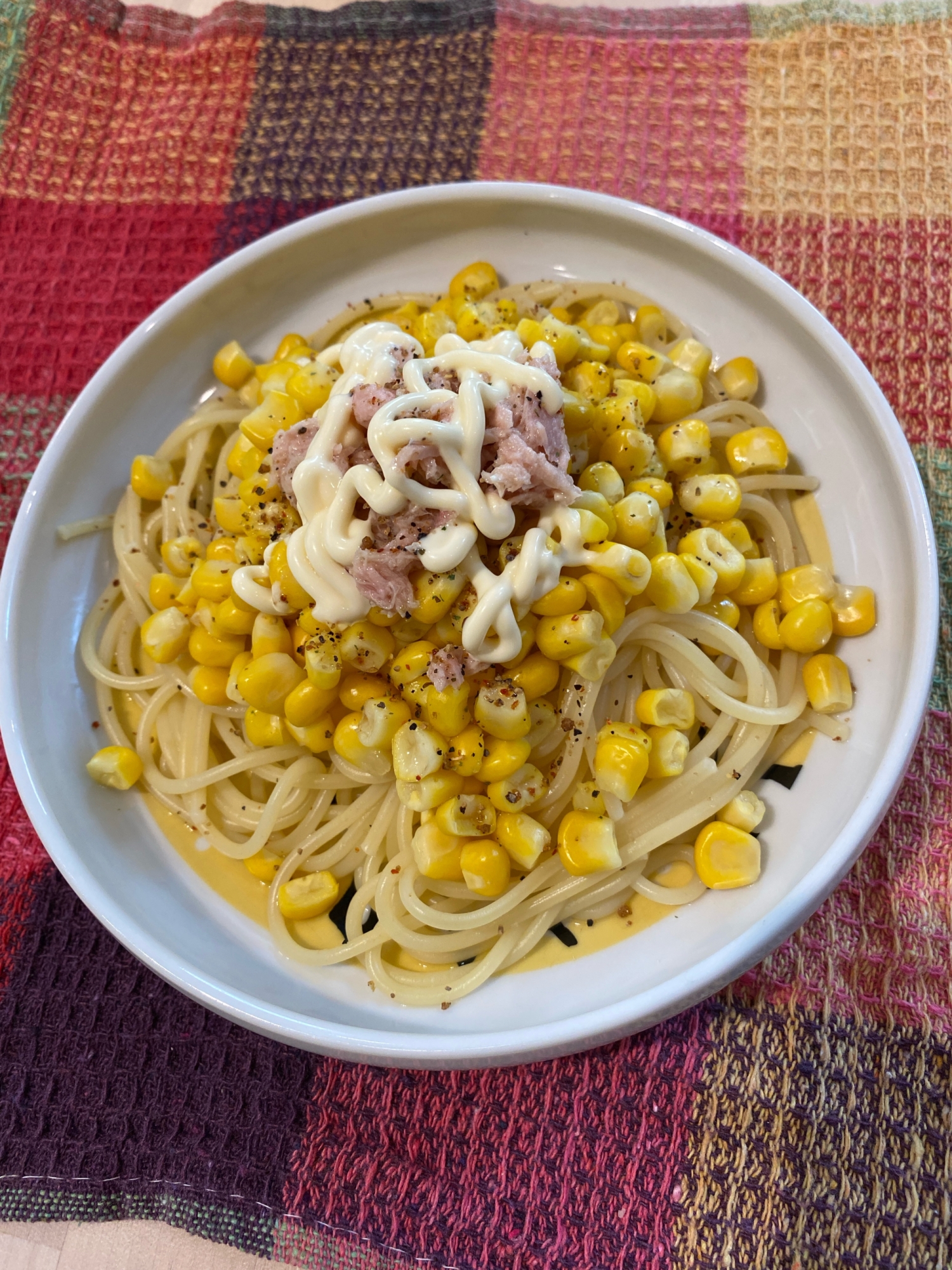 旨味たっぷり☆ツナマヨコーンのパスタ