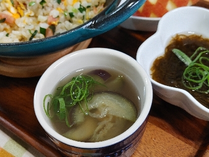 ナス&九条ネギのスープ