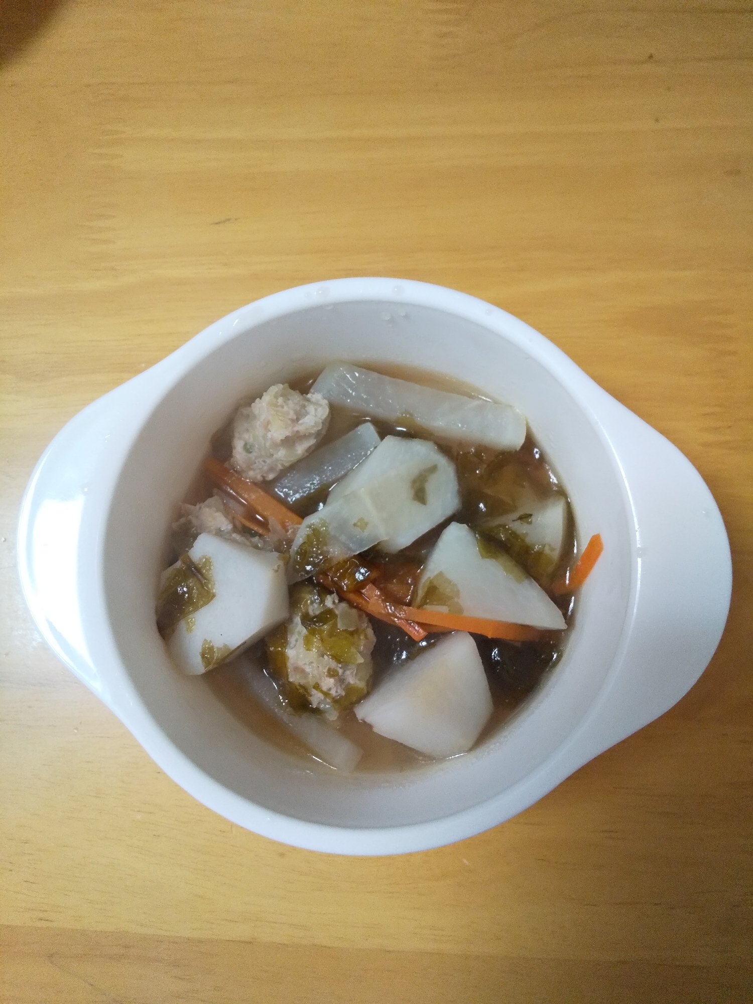 野菜と餃子の余りの韓国風肉団子のスープ