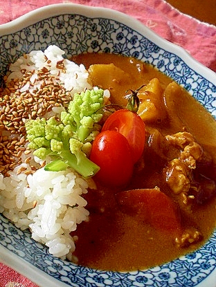 「胡麻&ロマネスコ&ミニトマト+カレー」 ♪♪