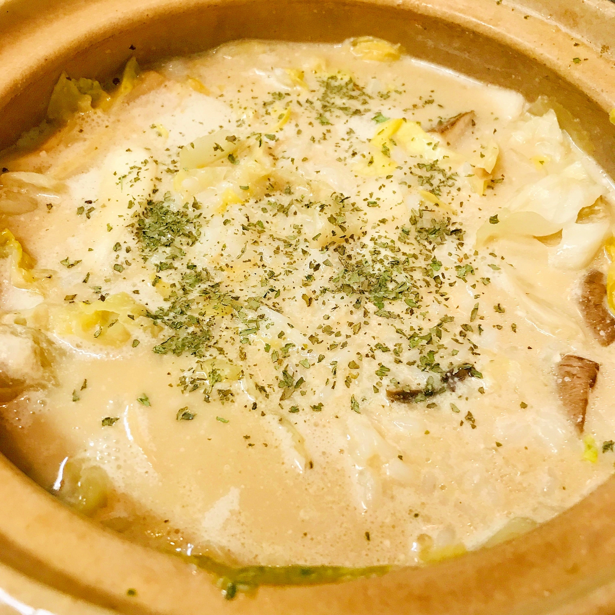 プチッと鍋●マスカルポーネ＆レタスの玉子チーズ雑炊