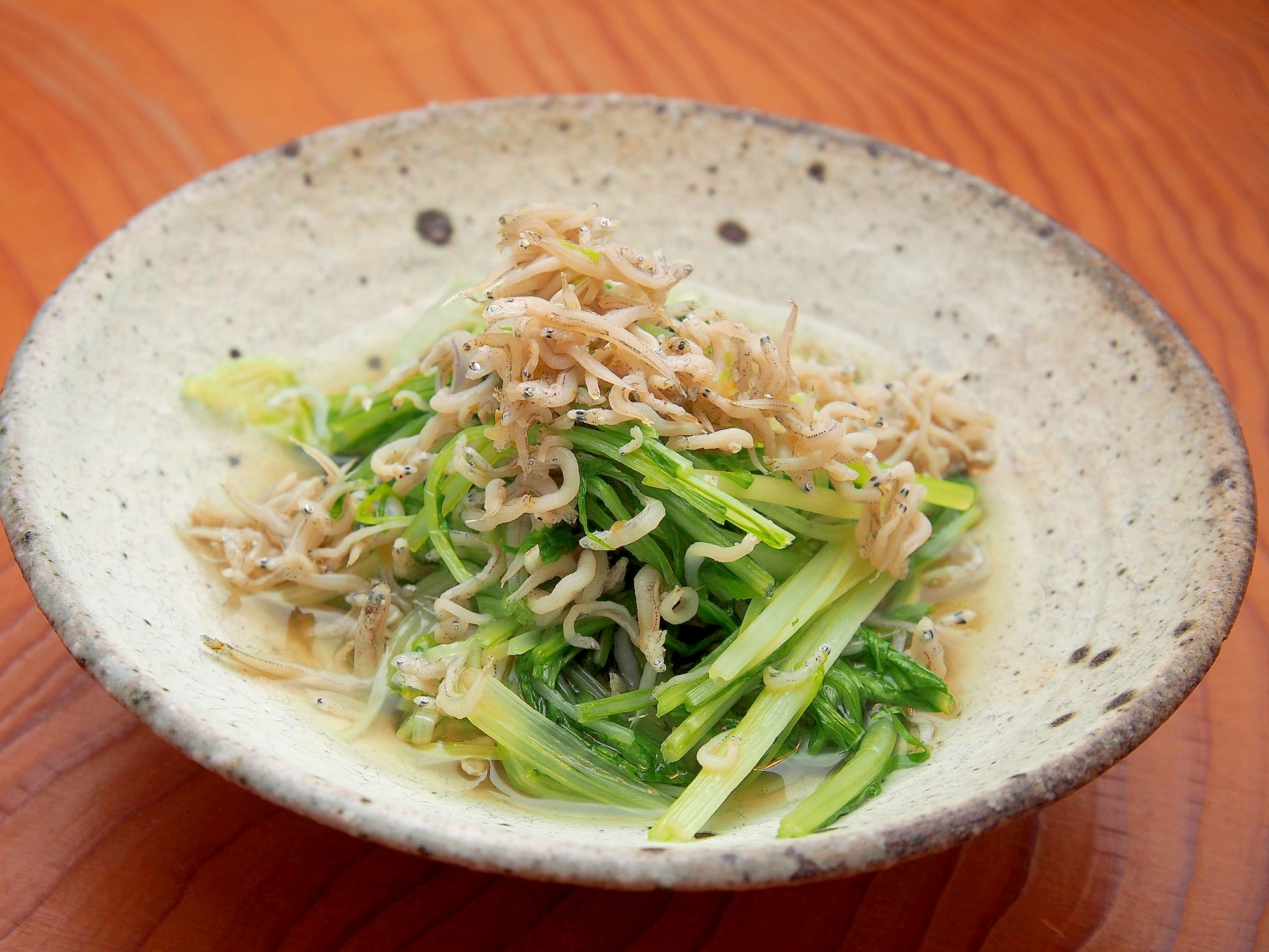 簡単副菜！水菜とじゃこの煮びたし