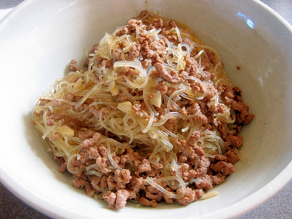 ご飯がすすむ　☆　ひき肉と春雨の炒め煮