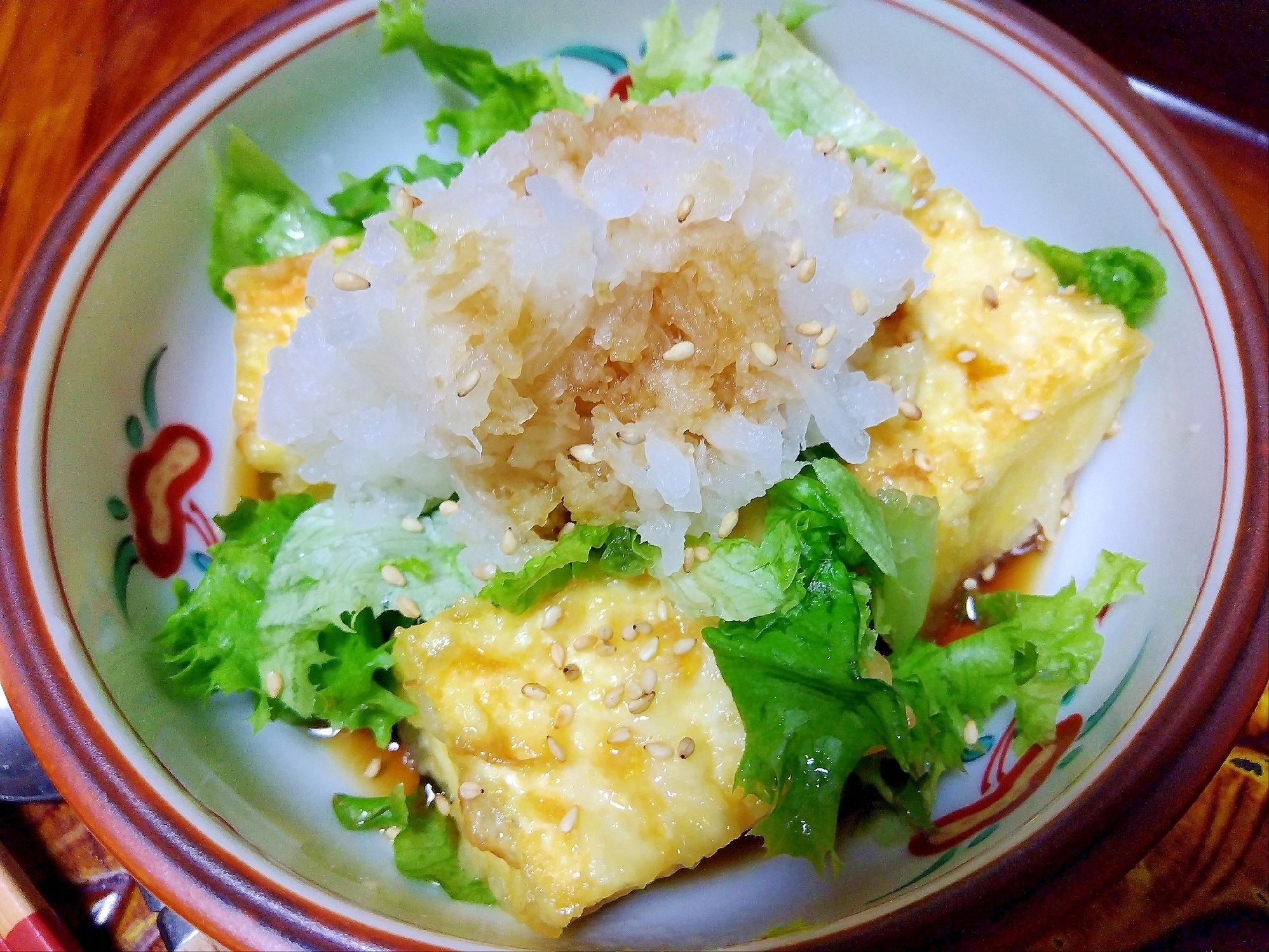 ✿⁠揚げ豆腐のレタス&大根おろしサラダ✿⁠
