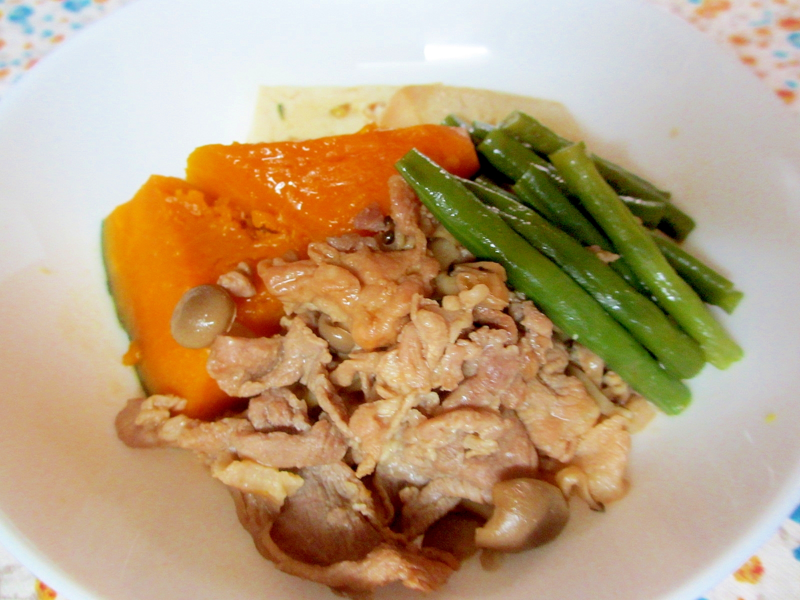 豚肉とかぼちゃと豆腐の煮物