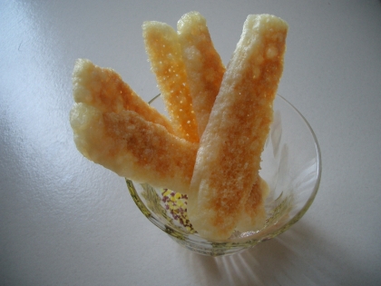 レンジのパワーが大きいからか、少々キツネ色になってしまいましたが；；
でも香ばしくて美味しかったです♪
簡単にすぐ出来ていいですね～・また作ります！