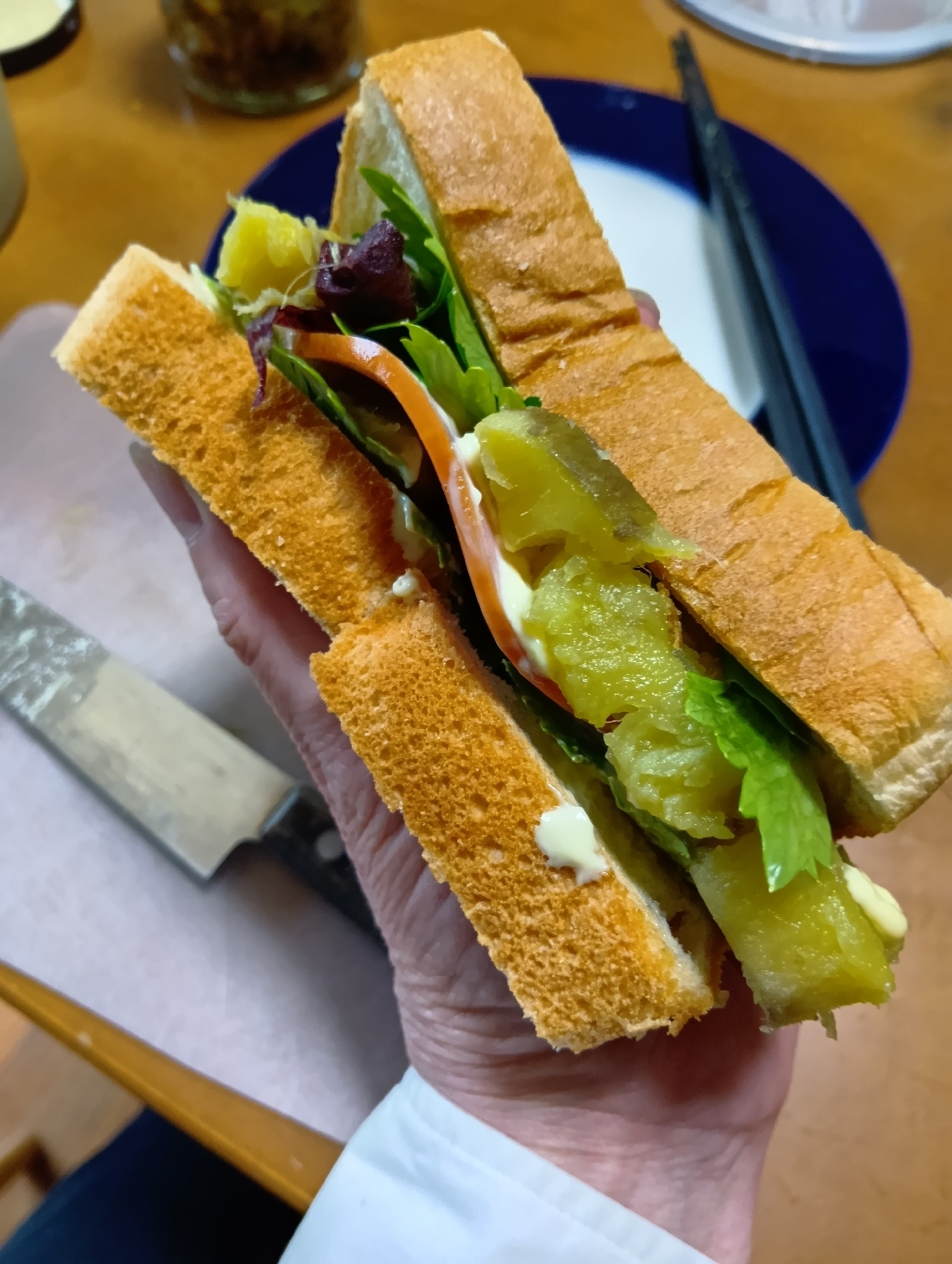 柔らか生食パンで！スイートポテトとハムのサンド