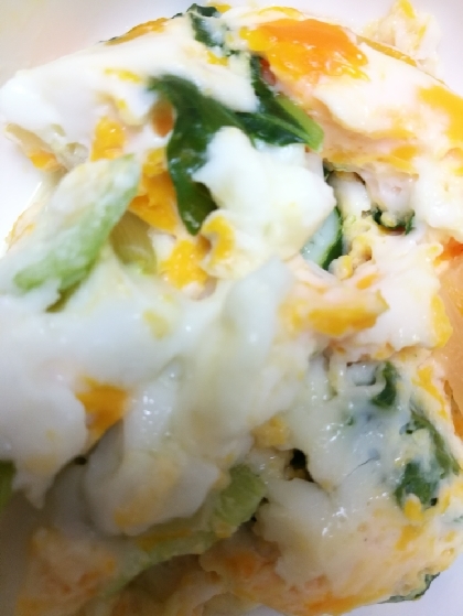 離乳食 小松菜、玉ねぎの卵とじ