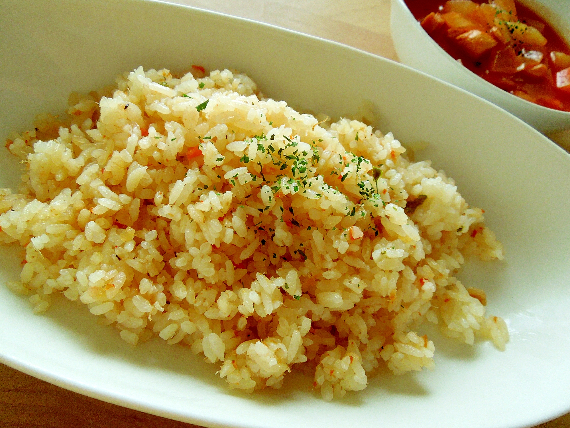 炊飯器で☆野菜入りカニピラフ