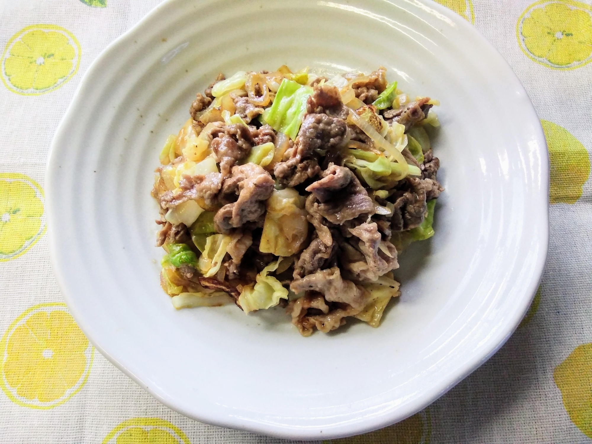 牛肉と豚肉のレモン野菜炒め