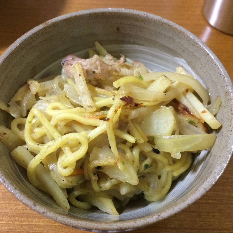 和風 焼きそばwith豚肉とポテトと玉ねぎ