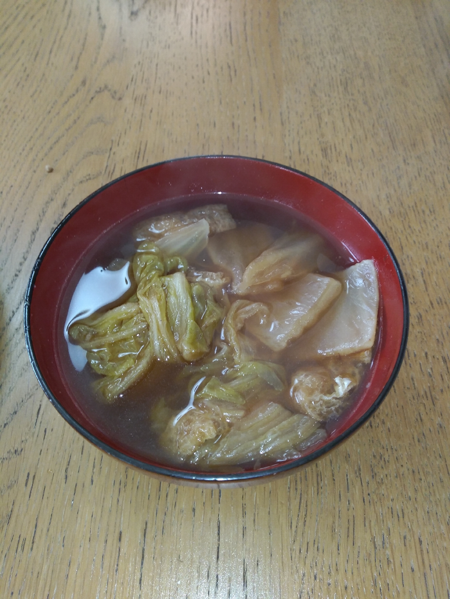 残り物アレンジ！白菜とお揚げのスープ