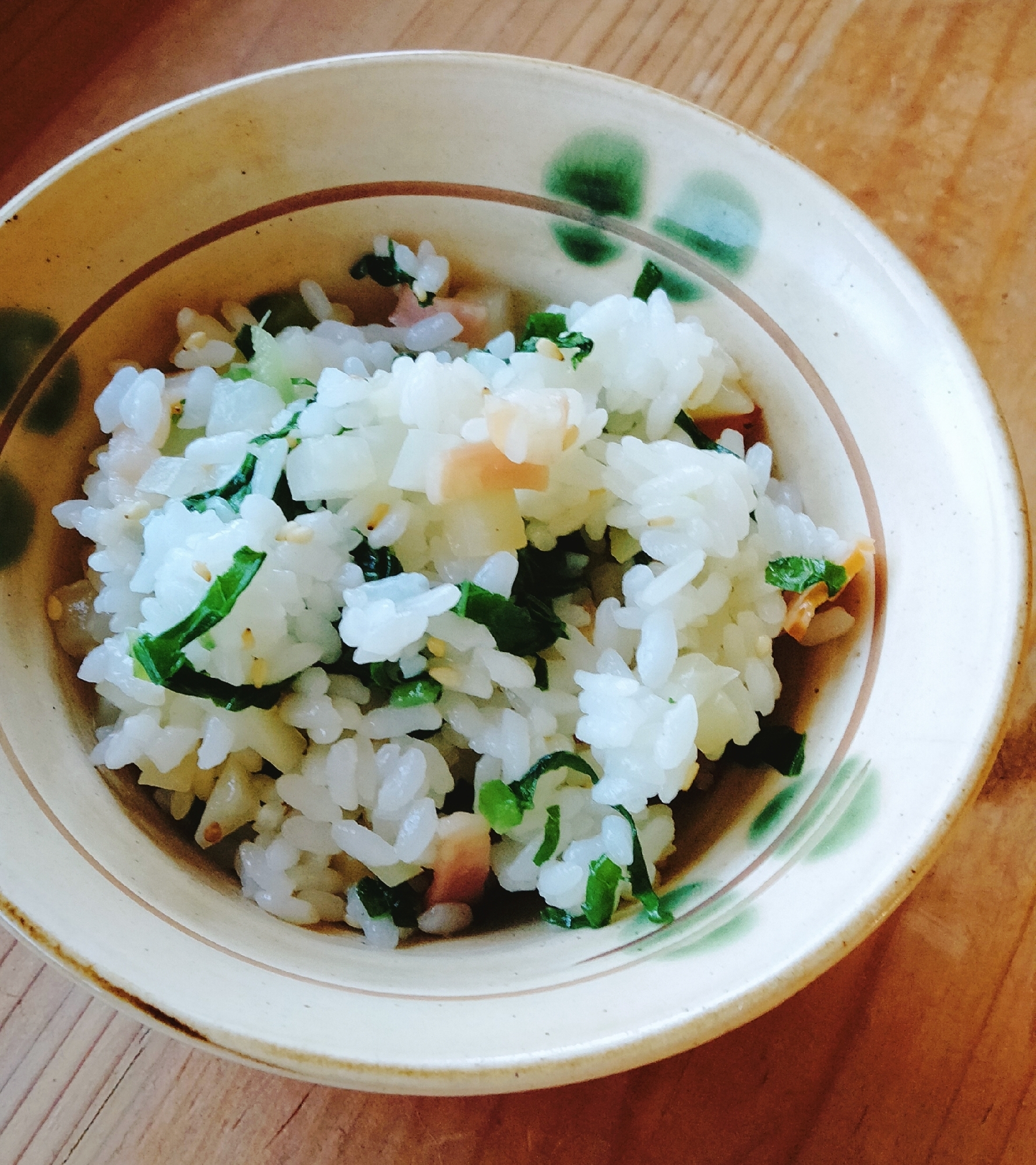 カブとベーコンの混ぜご飯