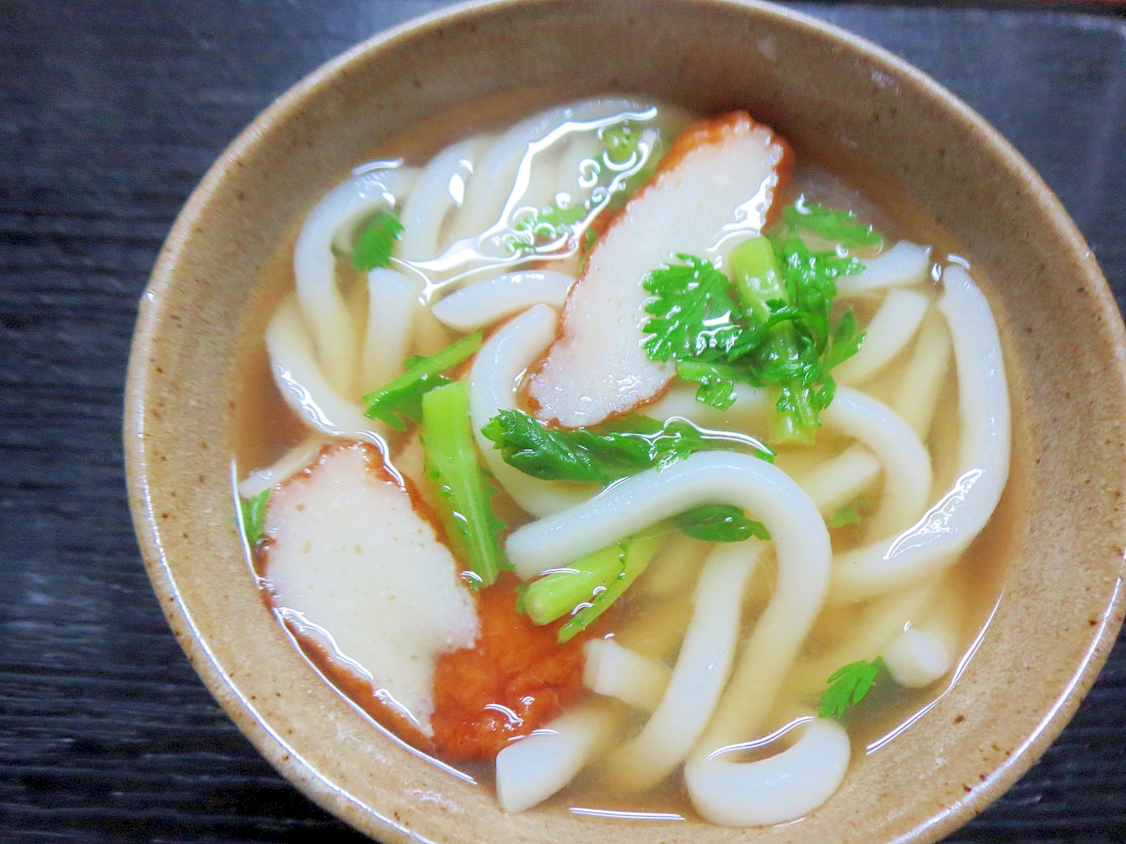 春菊とさつま揚げのうどん