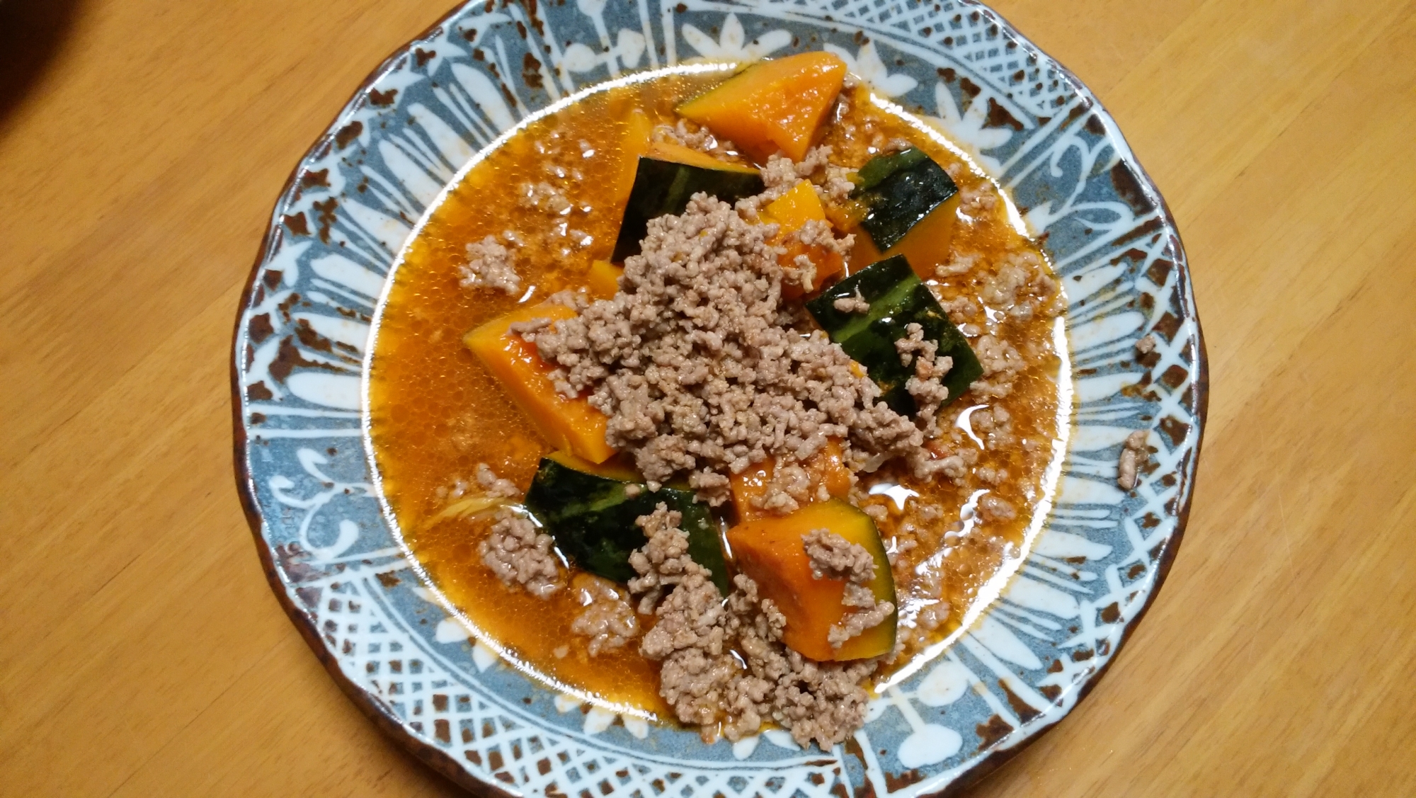 カボチャとミンチのカレー風味ケチャップ煮